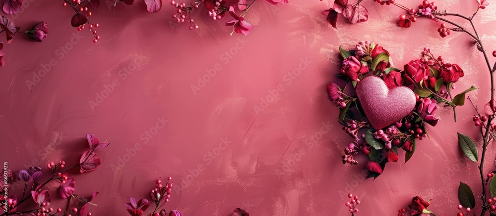 Poster A top-down view for placing ads on Valentine's Day with ample copy space image available.