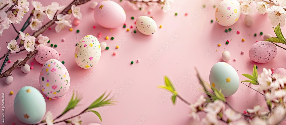 Aufkleber Easter-themed background with copy space image.