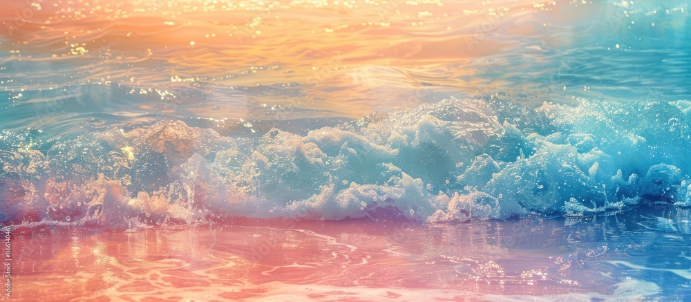 Poster Scenic seascape with a variety of unique water hues and a blank area for adding text or images, known as a copy space image.