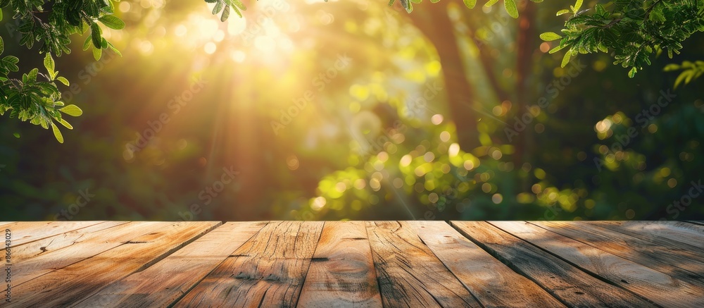 Aufkleber blurry nature background enhances table top in copy space image.