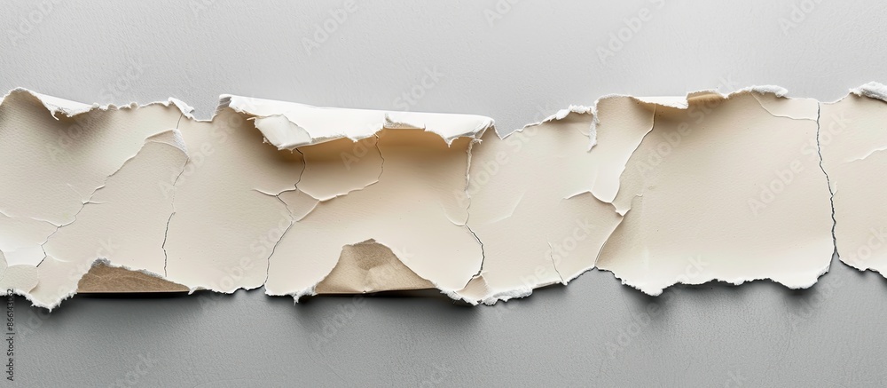 Aufkleber Torn paper on gray backdrop with room for text in the image. copy space available