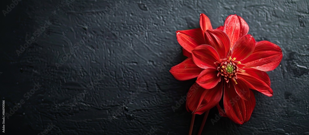 Aufkleber a flower displayed alone on a black backdrop with copy space image available.