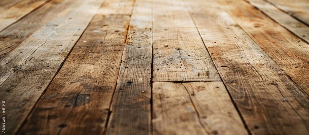 Poster wooden table made of light-colored planks providing a textured copy space image for design.