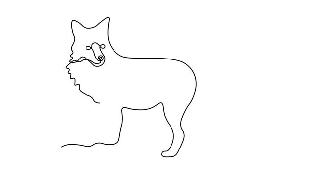 Self drawing animation one continuous line draw, logo,
Abstract fox
