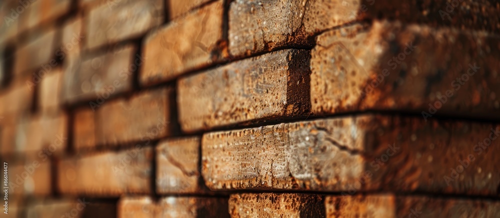 Fototapete A structure composed of stacked bricks creating a solid surface with copy space image.