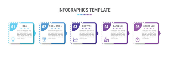 Vector Infographic design with icons and 5 options or steps. Infographics for business concept. Can be used for presentations banner, workflow layout, process diagram, flow chart, info graph