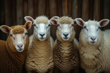 sheep together looking at the camera. generative ai