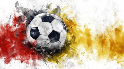 soccer ball with german flag color splash isolated on white or transparent png