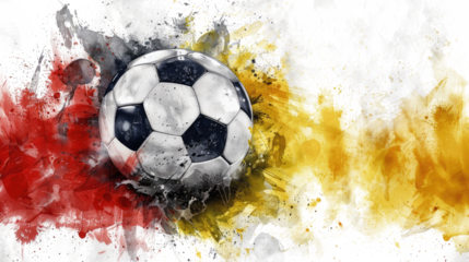 soccer ball with german flag color splash isolated on white or transparent png