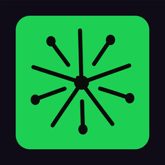 Brutalism icon with outline sing of sparkle. Abstract print of star on brutalist design element. Spark on geometric shape. Green square figure in Bauhaus style. Flat isolated vector illustration