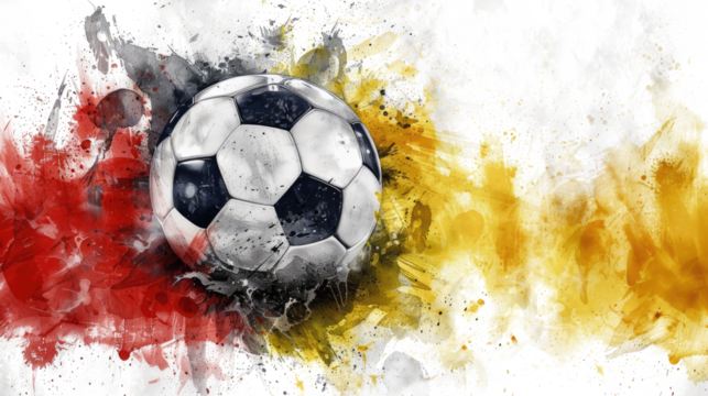 soccer ball with german flag color splash isolated on white or transparent png - Powered by Adobe