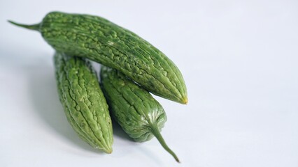 Bitter melon , Bitter gourd, fresh cucumbers on white background
