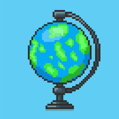 Fototapeta premium Pixel art globe game asset design