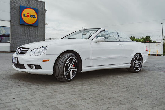POLAND, Krak&oacute;w - May 19, 2024 - Mercedes-Benz CLK 500 Cabrio. German car. German automotive industry. German car industry. Car details.