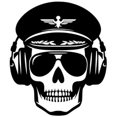 Pilot head skull silhouette