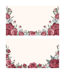 Hand Drawn Red Rose Flower Frame Background