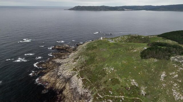 Faro de Laxe en A Coru&ntilde;a a vista de drone