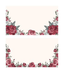 Hand Drawn Red Rose Flower Frame Background