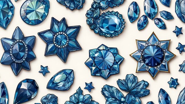 blue star jewels sticker isolated on white background