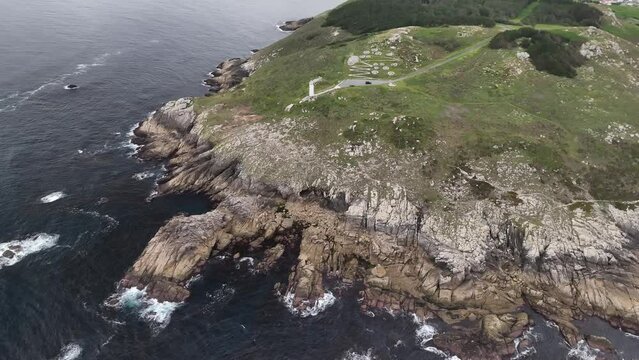 Faro de Laxe en A Coru&ntilde;a a vista de drone