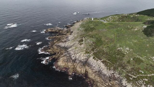 Faro de Laxe en A Coru&ntilde;a a vista de drone