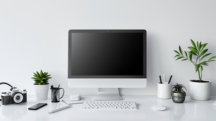 Fototapeta premium Tidy Work Desk with Office Equipment