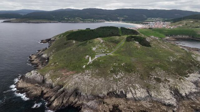 Faro de Laxe en A Coru&ntilde;a a vista de drone