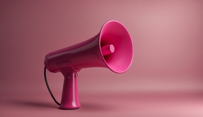 Pink megaphone on a pink background for announcements.