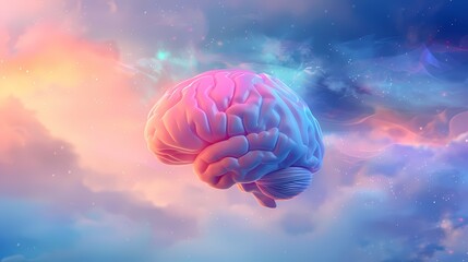Dreamy Pastel Brain in Abstract Space