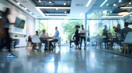 Blurred background of business people working in modern office.