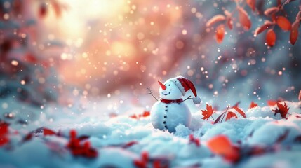Smiling Snowman In A Winter Wonderland