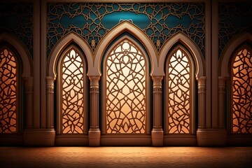 Obraz premium Islamic window architecture pattern spirituality.