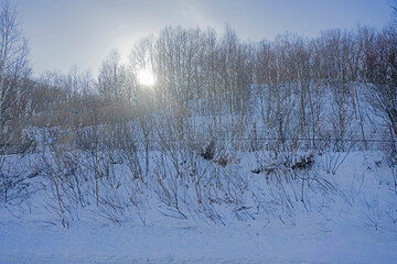 Vire of nature near the highway in winter season of Japan