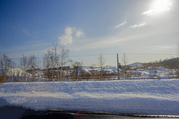 Obraz premium Vire of nature near the highway in winter season of Japan