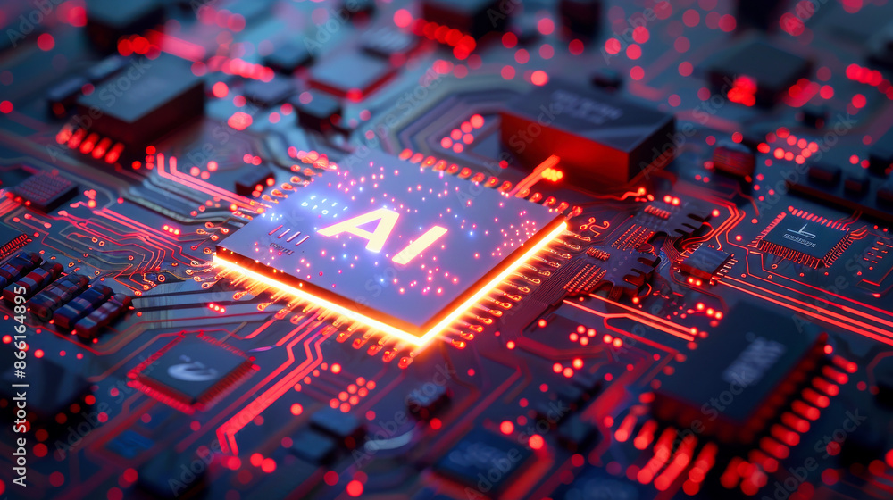 Poster generic computer motherboard driven by an artificial intelligence processor