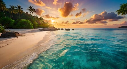 sunset over the beach, beautiful seascapes at sunset.