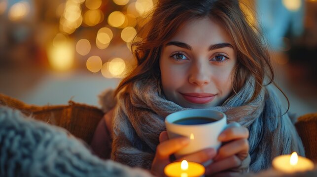 Cozy Orange Warmth: Christmas Morning Coffee Bliss