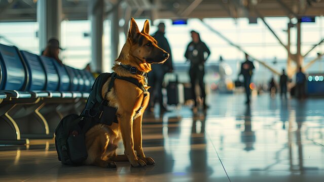 German Shepperd dog at the airport