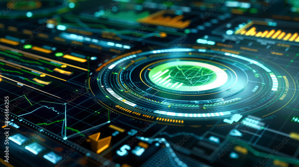 Poster digital marketing data visualization with graphs and charts
