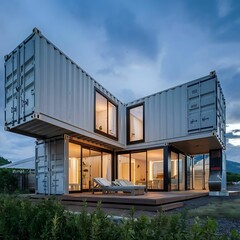 house made with containers, different construction models and different colors - 1