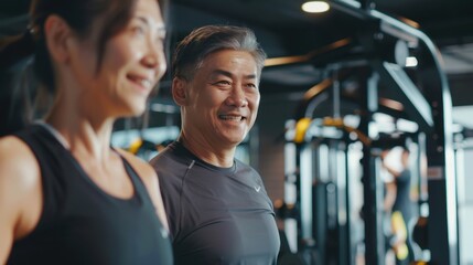 Smiling couple in gym