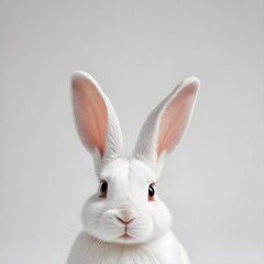 Obraz premium Peeking rabbit on a white background with copy space