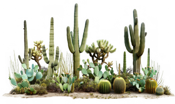 Desert Landscape with Various Cacti