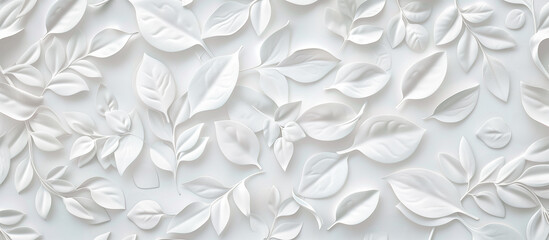 white texture background with leaves pattern
