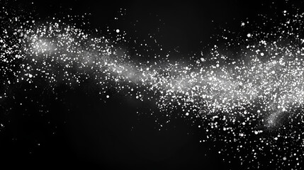 Obraz premium Abstract bokeh silver light glitter on black background Blurred circle black and white sparkle magic background,Abstract White Glitter Explosion on Black Background 