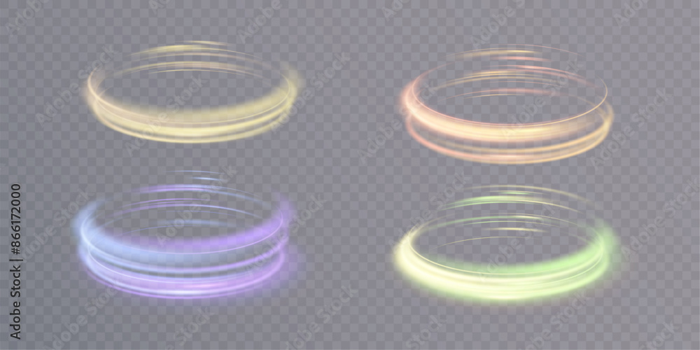 Poster light-bright vortex. bright twirl on a transparent background. bright light round teleport podium. m