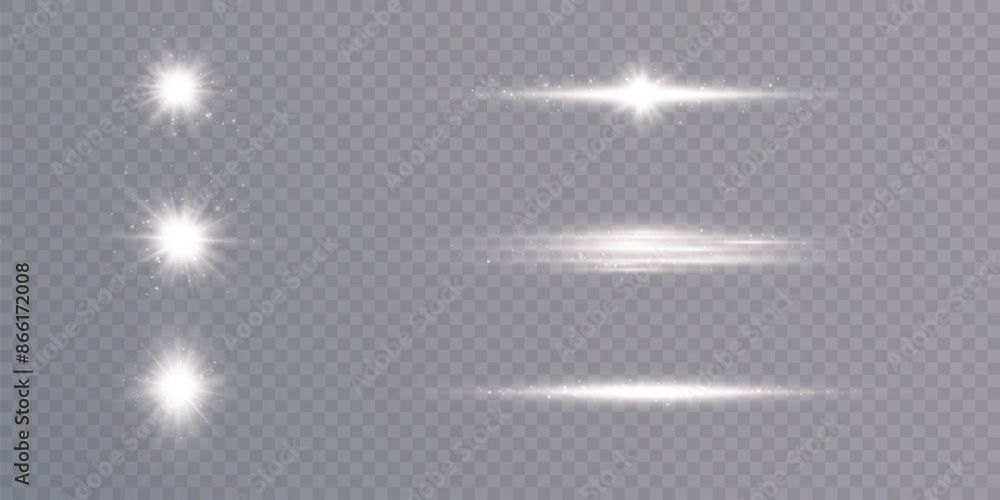 Poster Glowing light effect. Sparkling highlights of a bright flash with a bright flickering shimmer. Vector illustration.	
