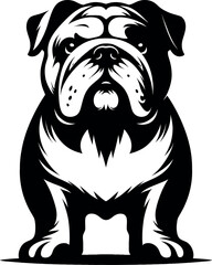 Hand drawn bulldog silhouette vector white background