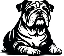 Hand drawn bulldog silhouette vector white background