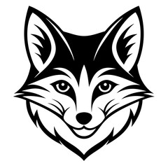 Silhouette of fox head illustration. Cute fox face logo with black color